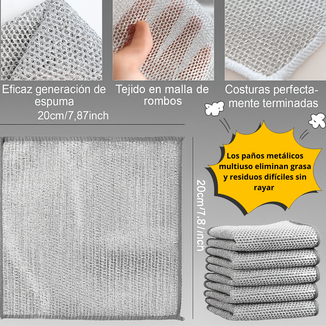 2 Pastas mágicas  de Ollas 5 Paños metálicos +
